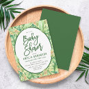 Search for tropical leaves baby shower invitations Botanical