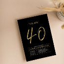 Search for black and gold 40th birthday invitations Typography