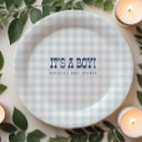 Search for blue gingham plates Baby boy