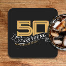 Search for happy 50th birthday coasters Black and gold