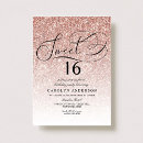 Search for rose gold glitter sweet 16 invitations Luxurious gold design