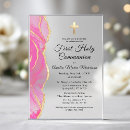 Search for pink and gold first communion invitations Girl