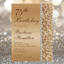 Search for 75th with diamonds birthday invitations Gold