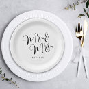 Search for mr and mrs wedding plates Black and white