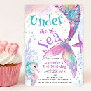 Search for mermaid 2nd birthday invitations Purple