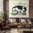 Search for sleeping cat art Black and white cat