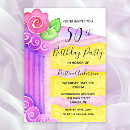 Search for girly 50th birthday invitations Purple