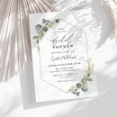 Search for eucalyptus geometric bridal shower invitations Green and white