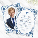 Search for white blue star invitations Star of david
