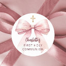 Search for pink communion stickers Gold cross