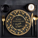 Search for happy anniversary plates Black and gold