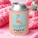 Search for pink flamingo can coolers 50th birthday