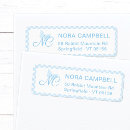 Search for blue gingham return address labels Initial