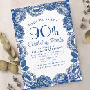Search for vintage 90th birthday invitations Blue
