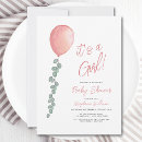 Search for balloon baby girl shower invitations Simple elegant modern