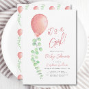 Search for balloon baby girl shower invitations Eucalyptus greenery