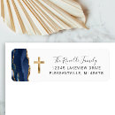 Search for navy blue cross return address labels Elegant