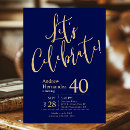 Search for celebration 40th birthday invitations Navy blue