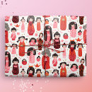 Search for cute japanese wrapping paper Kokeshi
