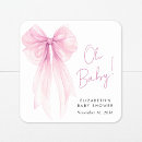 Search for pink bow baby shower stickers Simple