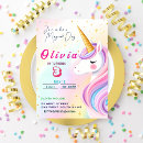 Search for unicorn 3rd birthday invitations Gold