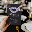 Search for black purple masquerade party invitations Elegant