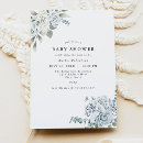 Search for blue floral baby shower invitations Blue and white