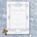 Search for traditional save the dates Dusty blue
