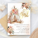 Search for teepee baby girl shower invitations It's a girl
