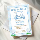 Search for hole in one 1st birthday invitations Boy