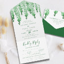 Search for unique emerald green wedding invitations Greenery