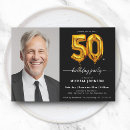 Search for gold black balloons invitations Fiftieth