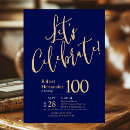 Search for 100th celebration birthday invitations Navy blue