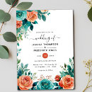Search for teal and coral wedding invitations Turquoise