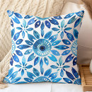 Search for blue and white boho cushions Watercolor