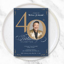 Search for blue and gold 40th birthday invitations Typography