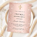 Search for rose gold first communion invitations Glitter