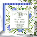 Search for blue 75th birthday invitations Elegant
