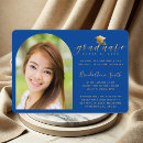 Search for royal blue and gold graduation invitations Typography