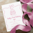 Search for blush pink 1st birthday invitations Coquette bow