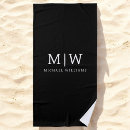Search for black and white beach towels Initials
