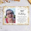 Search for 90th photo birthday invitations Elegant
