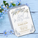 Search for girl bar bat mitzvah invitations Blue
