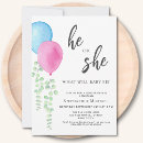 Search for pink blue balloon gender reveal invitations Cute