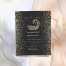 Search for black and gold masquerade party invitations Elegant