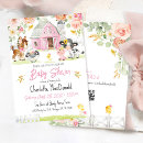 Search for barnyard animals baby shower invitations Pink