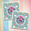 Search for christmas flamingo napkins Santa claus