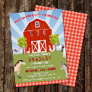 Search for farm animal 1st birthday invitations Barn