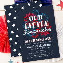 Search for 4th of july 1st birthday invitations Our little firecracker
