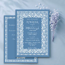 Search for blue flower border wedding invitations Vintage